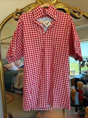 Adrienne Red and White Gingham Mini Dress
